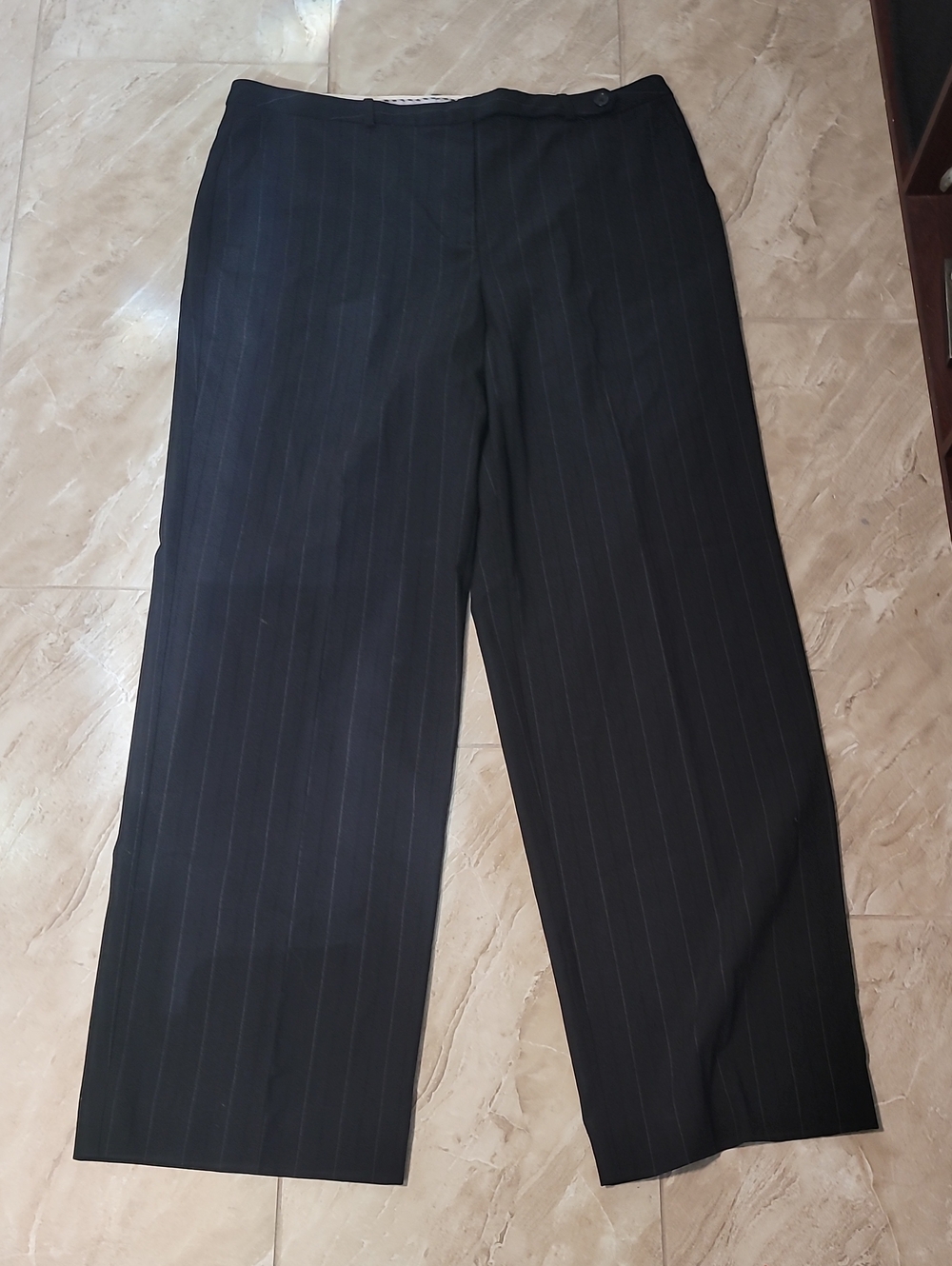 Worthington Black Pinstripe Wide-Leg Trousers